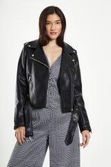 Black PU Biker Jacket