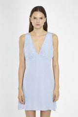 V-Neck Short Shift Dress - Light Blue