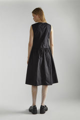 Black A-Line Skater Midi-Dress