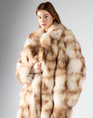 Cream Multi Fur Coat