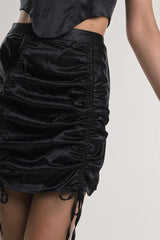 Black Ruched Mini-Skirt