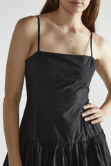 Black Square-Neck Skater Midi-Dress