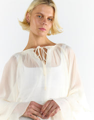 Cream Multi Ruffle Long Sleeve Top