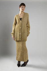 Gold-Tinsel Oversized Long Sleeve-Cardigan