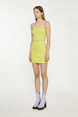 Lime Rib Ribbed Pencil Mini-Skirt