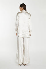 Champagne-Satin Diamante-Bow Shirt