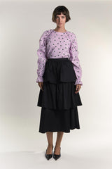 Pink Ditsy Cotton Ruffle Blouse