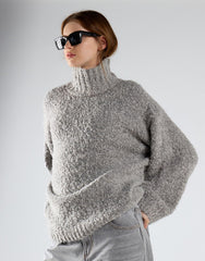 Light Grey Marl High Neck Oversized Jumper