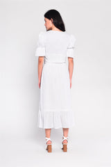 White Belted Midi-Skirt