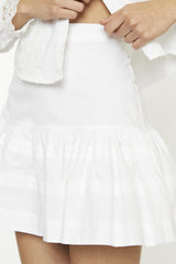 White Pleated Mini-Skirt