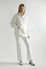 Off White Button Up Denim Shirt