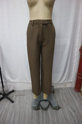 Khaki Brown Slim Fit Cropped Trousers