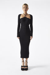 Black Long-Sleeve Halterneck Top