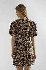 Leopard V-Neck Wrap Mini-Dress