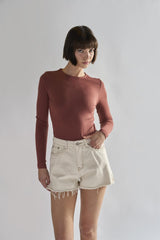 Ecru High waisted Denim Shorts