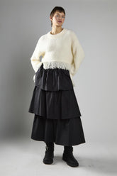 Cream Fringe-Trim Long Sleeve-Jumper