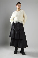 Cream Fringe-Trim Long Sleeve-Jumper