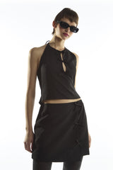 Black A-Line Mini Bow Mini-Skirt