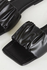 Black Slip-On Flat Sandals