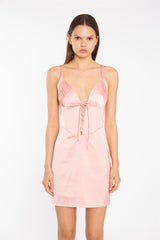 Coral-Pink Corset Mini-Dress