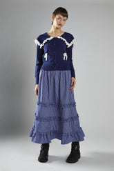 Navy-White Collared Cardigan