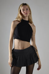 Black Halter-Neck Crop-Top