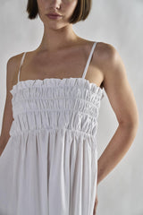 White Ruffled Midi-Dresses