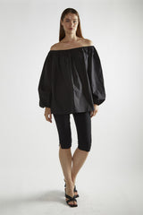 Black Bardot Long-Sleeve Top