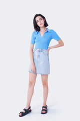 Bleach Wash Denim Mini-Skirt