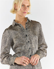Black Stone Spot Print Shirt Dress