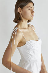 White Scoop-Neck Midi-Dresses