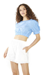 White Elasticated-Waistband Shorts
