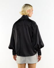 Tie Neck Bow Detail Blouse in Black