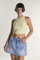 Lemon Sleeveless Ribbed Racerback Crop-Top