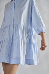Light-Blue Collared-Skater-Mini-Dress