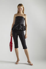 Black Ruffle Bandeau Crop-Top