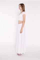 White Tiered Maxi-Skirt