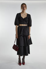 Black Twist-Front Crop-Top