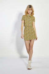Mini Sunflower Collared Button Up Crop-Top