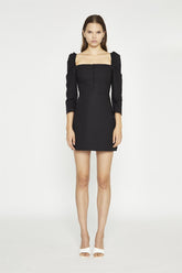 Black Button-Front Mini-Dress