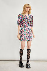 Multi Graphic Rose White Shirt Mini-Dresses
