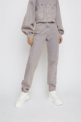 Pink-Tint Straight-Leg High-Waisted Jeans
