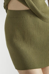 Khaki Ribbed Mini-Skirt