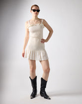 Frill Short Square Neck Dress - Off White