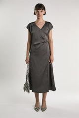 Bitter Chocolate Midi Wrap Dress