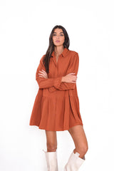 Rust Collared Mini-Dress