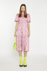 Skater Midi Dress - Pink Novelty Check