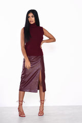 Burgundy Sleeveless Knit-Top