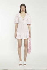 Light Pink Tie-Front V-Neck Mini-Dress