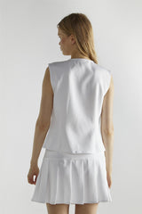 White Tie Front Sleeveless-Top